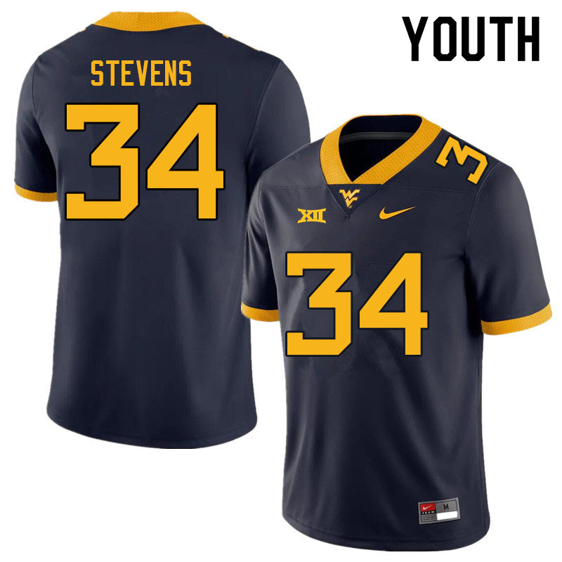 Youth #34 Deshawn Stevens West Virginia Mountaineers College Football Jerseys Sale-Navy